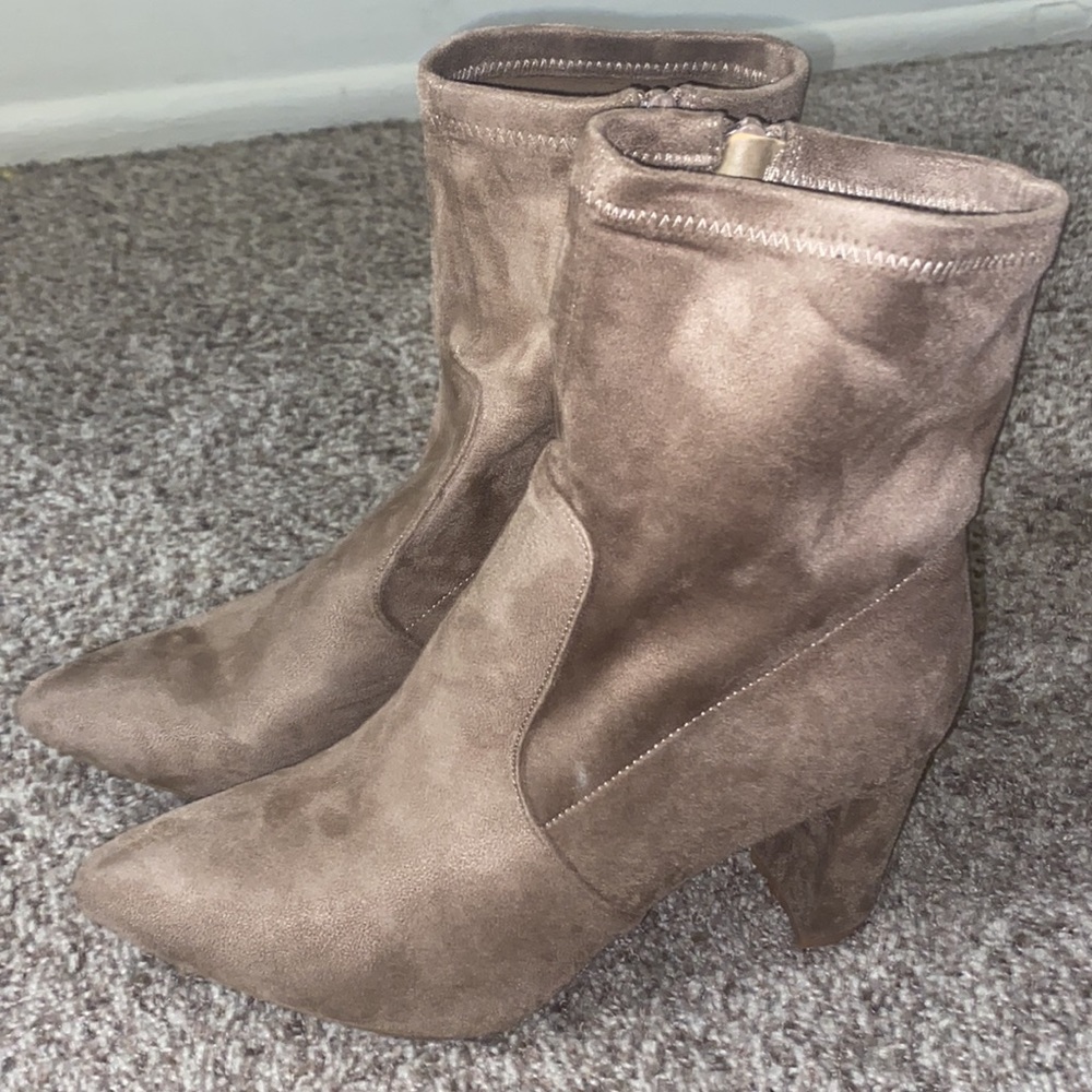 Taupe Women Boots Heels Size 10